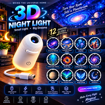 Projection Night Light - USB Powered Starry Sky Lamp for Bedroom Nursery Ambient Lighting